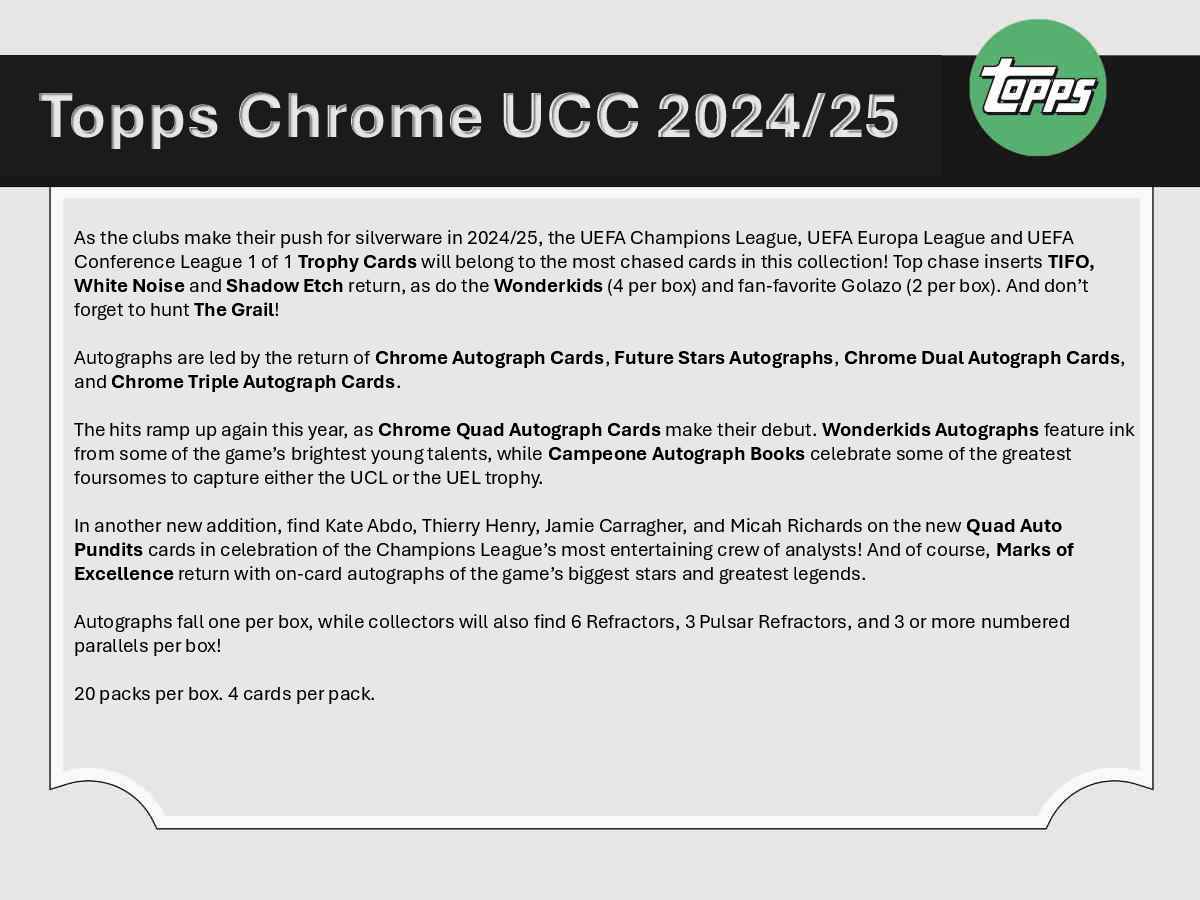 2024-25 Topps Chrome UEFA Club Competitions Soccer Hobby Box - Image 3
