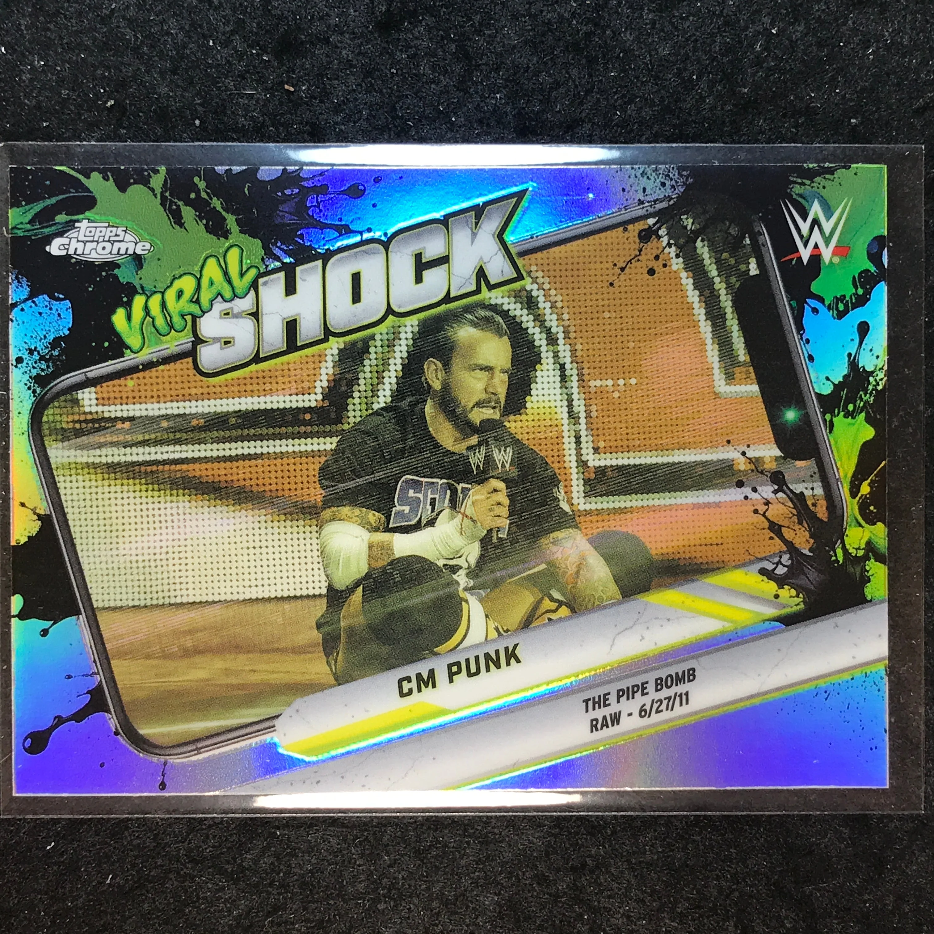 2026 Topps Chrome WWE CM PUNK Viral Shock Refractor #VIR-6