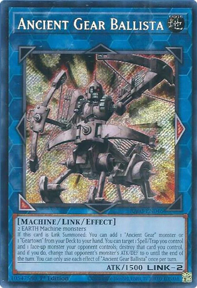 [SECRET RARE] Ancient Gear Ballista (Secret Rare) - (RA03-EN046) - 1st Edition